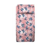 Stitch Drap de lit 100% Coton, Drap Plat, Drap Plat, taie d'oreiller, Rose, Disney, 100% Coton, Produit Officiel