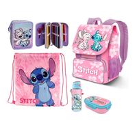 Stitch Et Angel Set Sac à Dos Extensible Trousse 3zip École Élémentaire Fille