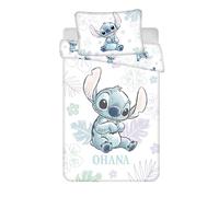Stitch Housse de Couette Bébé 100x135 + Taie 40x60 100% Coton Disney Junior | Parure de lit bébé | Coton naturel doux respirant | Disney officiel | 0-3 ans | Lit à barreaux | Cadeau | Idée cadeau