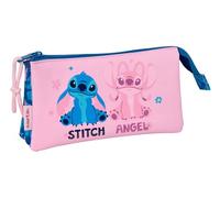STITCH LILO - Trousse triple, trousse pour enfant, idéale pour les enfants d'âge scolaire, confortable et polyvalente, qualité et résistance, 22 x 3 x 12 cm