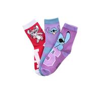 Stitch Lot de 3 paires de chaussettes pour fille, multicolore, 27-30