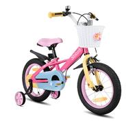 STITCH Macaron Vélo enfant 14" pour filles et garçons de 3 à 5 ans, vélo fille avec panier et roues stabilisatrices, rose