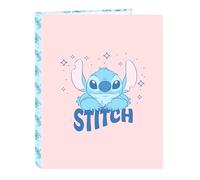 STITCH OHANA Classeur avec feuilles 4 anneaux, idéal pour enfants de différents âges, confortable et polyvalent, qualité et résistance, 26,5 x 33 cm