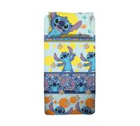 Stitch Parure de lit 1 Place, Parure de lit Simple Disney, Drap Plat, taie d'oreiller, Bleu Clair, Disney, 100% Coton, Produit Officiel