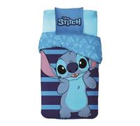Stitch Parure de Lit Bleu 140x200 cm avec Taie d’Oreiller 60x70 cm - Housse de Couette Enfant 100% Coton - Motif Lilo & Stitch - Literie Officielle, Douce et Facile d’Entretien