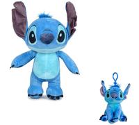 Stitch Peluche avec son 32 cm + porte-clés en peluche, Angel, Lilo & Stitch, pendentif sac à dos