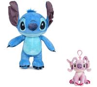 Stitch Peluche avec son 32 cm + porte-clés en peluche, Angel, Lilo & Stitch, pendentif sac à dos