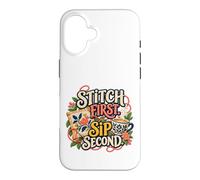 Stitch, première gorgée, deuxième Aiguille et café Coque pour iPhone 16