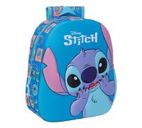 STITCH - Sac à dos d'école avec design 3D, adaptable au chariot, idéal pour les enfants de différents âges, confortable et polyvalent, qualité et résistance, 27 x 10 x 33 cm, couleur bleue, bleu,