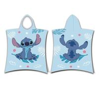 Stitch - Serviette poncho à capuche « Blue » pour enfants | Poncho de plage et de bain doux et absorbant 50 x 115 cm | Cache-maillot de bain Stitch pour garçons et filles | Séchage rapide, confortable