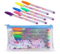 Stitch - Set de 6 Stylos Gel Colorés avec Trousse Pailletée | Papeterie Fille, Accessoires École et Coloriage | Idée Cadeau Stitch Anniversaire Enfant