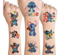 Stitch Tatouage Enfant,4 Feuilles Tatouage Ephemere Enfant Lilo et Stitch kit,Etanche Faux Tatouage Enfant Fille Garçon,Cadeau Anniversaire Enfants Décoration De Fête Stitch Accessoire