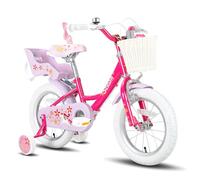 STITCH Vélo licorne 14 pouces pour enfants 3-5 ans, avec poupée, siège de vélo, princesse, roues stabilisatrices, panier streamer, violet