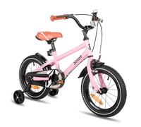STITCH Vélo pour Enfants 14 Pouces de 3, 4 et 5 Ans Argent pour Filles et Garçons avec Stabilisateurs et Freins à Main,Rose