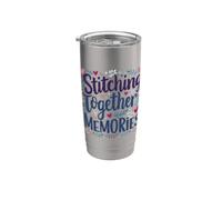 Stitching Together Memories Couture Artisanat Heartfelt Art Gobelet isotherme en acier inoxydable double paroi
