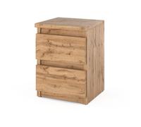 STIV Meubles | Table de chevet Chêne Wotan 30x30x40 cm | 2 tiroirs | Style bois rustique | Table de chevet compacte en décor naturel