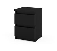 STIV Meubles | Table de nuit noir mat 30x30x40 cm | 2 tiroirs | Table de nuit moderne | Design intemporel en noir