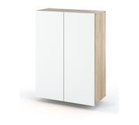 STIV Möbel | Armoire suspendue de salle de bain 60 cm Chêne Sonoma/Blanc Mat 60x80x30 cm | 2 portes & 3 étagères | Armoire de salle de bain murale
