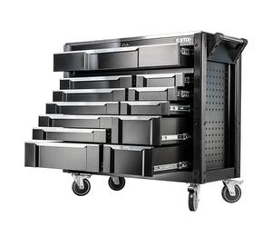 Stix Chariot à Outils UltimatePro D12 - 12 tiroirs, Plateau en Acier Inoxydable, Armoire à Outils avec Serrure, roulettes et Panneaux perforés pour Atelier et Industrie