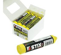 STIX Craie de Marquage pour Pneus Jaune - Lot de 12 | Craie grasse, résistante aux intempéries, haute visibilité. Idéal pour ateliers et stockage de pneus.