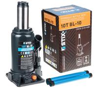 STIX cric Bouteille hydraulique BL-10 10 t, Levage 200-405 mm | Tige acier démontable de 32,5 cm avec commande de descente accessible