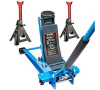 STIX Cric hydraulique 3T 75-505 mm avec levée Rapide + Lot de 2 chandelles à cliquet 6T