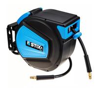 STIX Enrouleur Automatique Tuyau Comprimé PVC 15m, 9,5x15mm, Max. 20 Bar, Support Pivotant pour Atelier et Garage