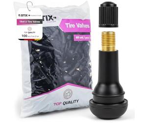 STIX Lot de 100 valves en Caoutchouc TR413 Snap-in pour pneus tubeless Voitures Acier alu