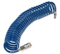 STIX Tuyau à air comprimé SP-PE 5 m, Tuyau en spirale flexible 5/8 mm, Tuyau d’air en PE, pression max. 10 Bar, avec protection anti-torsion et raccord rapide, pour garage et atelier