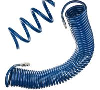 STIX Tuyau Spiralé à Air Comprimé 15 m PE 8/12 mm avec Protège-Coude et Raccords Rapides 10 Bar pour Garage et Atelier