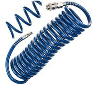 STIX Tuyau Spiralé Air Comprimé PE 8/12 mm 5 m avec Raccord Rapide 10 bar | Tuyau PE avec protection anti-pliure, pression max 10 bar, idéal pour garage et atelier