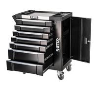 Stix UltimatePro A7 Chariot à outils avec 7 tiroirs & placard latéral, plan de travail en acier inoxydable, verrouillage central, chariot à outils professionnel pour garage & industrie