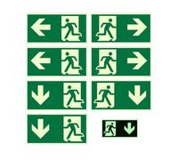 STJUNR 7 Pièces Panneaux Sortie de Secours Photoluminescents,Panneau sortie de secours 30 x 15 cm, panneau issue de secours, Adapté aux Hôtels, Immeubles de Bureaux, Écoles