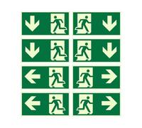 STJUNR 8 Pièces Panneaux Sortie de Secours Photoluminescents,Panneau sortie de secours 30 x 15 cm, panneau issue de secours, Adapté aux Hôtels, Immeubles de Bureaux, Écoles
