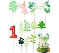 STJUNR Ensemble de 11 bougies d'anniversaire en forme de chiffres, bougies d'anniversaire à paillettes, décoration de gâteau d'anniversaire sur le thème des dinosaures, convient pour les premiers-A