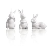 STKMELON Lot de 3 figurines de lapin de Pâques en céramique - Décoration de Pâques - Lapin blanc pour la maison et le bureau