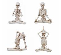 STKMELON Lot de 4 figurines squelettes de yoga pour Halloween - Décoration d'intérieur en résine