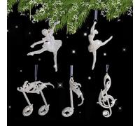 STKMELON Lot de 5 décorations de Noël à suspendre en forme de danseuse de ballerine en forme de note de musique pour décoration de sapin de Noël