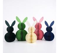 STKMELON Lot de 5 lapins de Pâques en papier - Pliable - En papier nid d'abeille - Décoration de Pâques