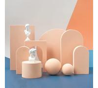 STKMELON Lot de 9 cubes en mousse pour photographie de nourriture, bijoux, cosmétiques et accessoires (beige)