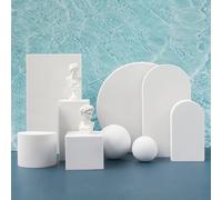 STKMELON Lot de 9 cubes en mousse pour photographie de nourriture, bijoux, cosmétiques et accessoires (blanc)