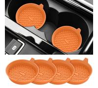 STLIAN Lot de 4 dessous de verre en silicone antidérapant pour voiture, 7,9 cm, accessoires d'intérieur encastrés pour voiture, orange