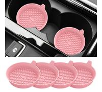 STLIAN Lot de 4 dessous de verre en silicone antidérapant pour voiture, 7,9 cm, accessoires d'intérieur encastrés Rose