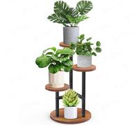 STLOVe® Porte Plante Interieur, Plusieurs Niveaux Plante D'étagère à Fleurs D'angle, Support De Plante En Métal Bois, 3 Niveaux Tabouret Plante, Exterieur Étagères Pour Jardin/Salon(Plante Non Inclus)