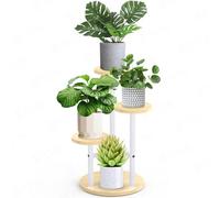 STLOVe® Porte Plante Interieur, Plusieurs Niveaux Plante D'étagère à Fleurs D'angle, Support De Plante En Métal Bois, 3 Niveaux Tabouret Plante, Exterieur Étagères Pour Jardin/Salon(Plante Non Inclus)