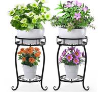STLOVe® Supports de pots de fleurs, 2 Pack Support à Plantes en Métal, 2 Niveaux Présentoir de Pot Moderne, Étagères à Fleurs Jardinière, Plant Tabouret de Fleur, Intérieur Extérieur Jardin
