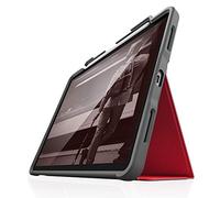 STM Bags Dux Plus Case Étui à Rabat pour Apple iPad Air 10,9" (2022 & 2020) Rouge/Transparent [Support pour Stylo Apple I Militaire Standard I Imperméable I Fonction Support I Wake/Sleep]