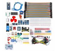 STM32F103C8T6 Kit de carte de développement avec OLED de 2,44 cm, module d'alimentation MB102 pour Arduino, kit de laboratoire de platine d'expérimentation USB blanc (A)