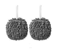 STmea Lot de 2 essuie-mains en chenille avec boucles de suspension, serviettes de salle de bain, chiffons à séchage rapide pour le nettoyage, serviettes en microfibre douce et absorbante (2 gris)