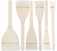 STmea Lot de 6 pinceaux plats en poils de chèvre et de hake avec manche en bois massif pour aquarelle, poterie, peinture